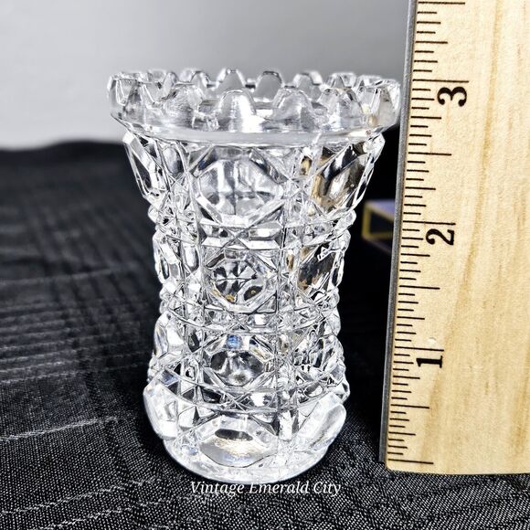 Vtg Clear 1970's Anna hütte 24% Lead Crystal Toothpick Mini Vase West Germany - Picture 6 of 13